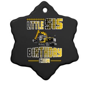 Little Sis Sister Birthday Crew Party Excavator Ceramic Star Ornament