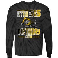 Little Sis Sister Birthday Crew Party Excavator Tie-Dye Long Sleeve Shirt