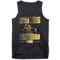 Little Sis Sister Birthday Crew Party Excavator Tank Top