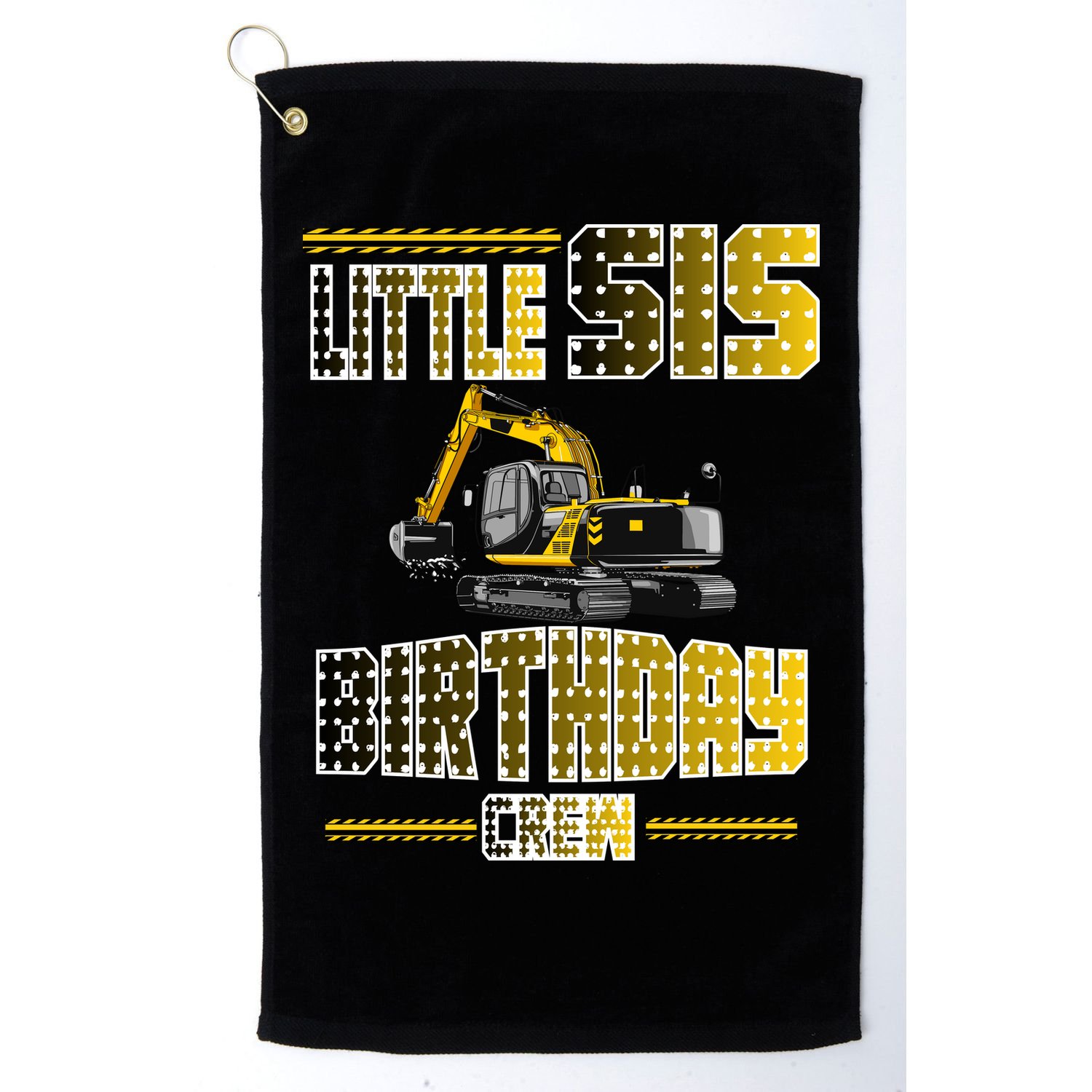 Little Sis Sister Birthday Crew Party Excavator Golf Towel