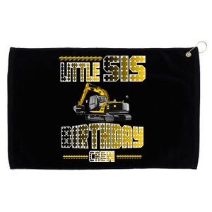 Little Sis Sister Birthday Crew Party Excavator Grommeted Golf Towel