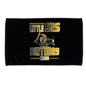 Little Sis Sister Birthday Crew Party Excavator Microfiber Hand Towel