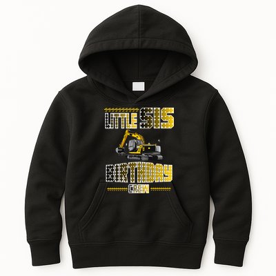 Little Sis Sister Birthday Crew Party Excavator Kids Hoodie