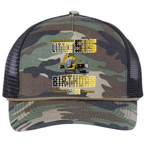 Little Sis Sister Birthday Crew Party Excavator Retro Rope Trucker Hat Cap