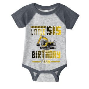 Little Sis Sister Birthday Crew Party Excavator Infant Baby Jersey Bodysuit