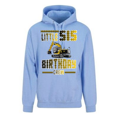 Little Sis Sister Birthday Crew Party Excavator Unisex Surf Hoodie