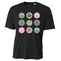 Lucky Shamrock Smile Face Disco Groovy St Patricks Day Cooling Performance Crew T-Shirt