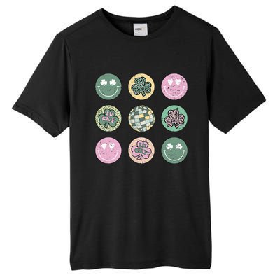 Lucky Shamrock Smile Face Disco Groovy St Patricks Day Tall Fusion ChromaSoft Performance T-Shirt