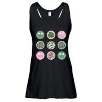 Lucky Shamrock Smile Face Disco Groovy St Patricks Day Ladies Essential Flowy Tank