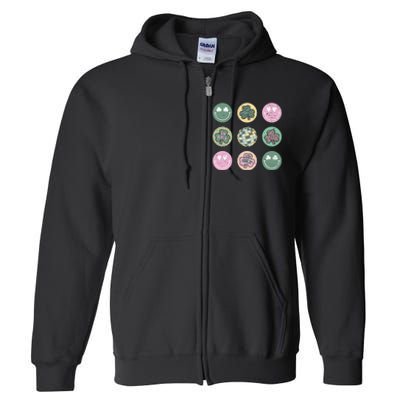 Lucky Shamrock Smile Face Disco Groovy St Patricks Day Full Zip Hoodie