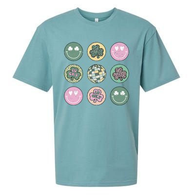 Lucky Shamrock Smile Face Disco Groovy St Patricks Day Sueded Cloud Jersey T-Shirt