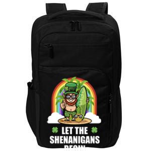 Leprechaun Surfing Shenanigans Funny St Patricks Day Funny Gift Impact Tech Backpack