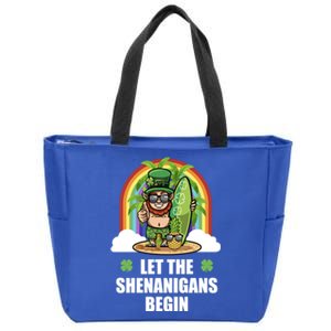 Leprechaun Surfing Shenanigans Funny St Patricks Day Funny Gift Zip Tote Bag