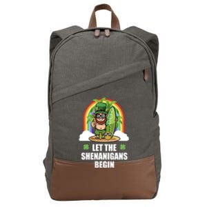 Leprechaun Surfing Shenanigans Funny St Patricks Day Funny Gift Cotton Canvas Backpack