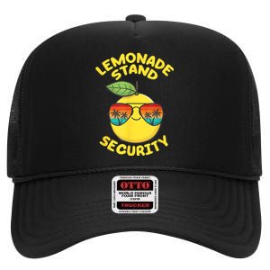 Lemonade Stand Security Cute Lemon Summer Sunglasses Citrus High Crown Mesh Back Trucker Hat