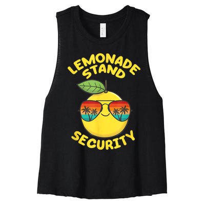 Lemonade Stand Security Cute Lemon Summer Sunglasses Citrus Women's Racerback Cropped Tank