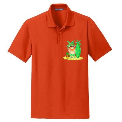 Leprechaun Surfing St Patricks Day Shamrock Leaf Clover Gift Dry Zone Grid Polo