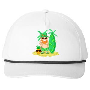 Leprechaun Surfing St Patricks Day Shamrock Leaf Clover Gift Snapback Five-Panel Rope Hat