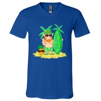 Leprechaun Surfing St Patricks Day Shamrock Leaf Clover Gift V-Neck T-Shirt