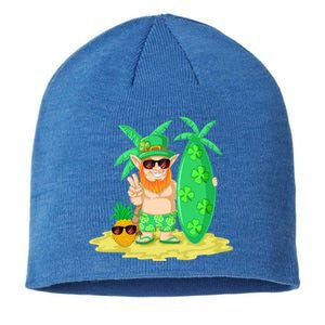 Leprechaun Surfing St Patricks Day Shamrock Leaf Clover Gift Sustainable Beanie