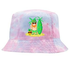 Leprechaun Surfing St Patricks Day Shamrock Leaf Clover Gift Tie-Dyed Bucket Hat