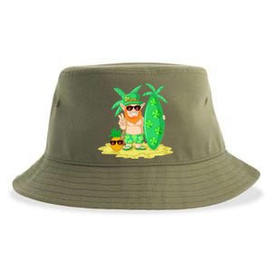 Leprechaun Surfing St Patricks Day Shamrock Leaf Clover Gift Sustainable Bucket Hat