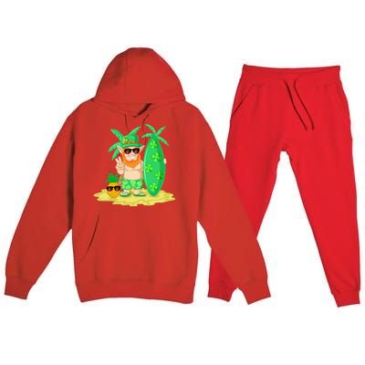 Leprechaun Surfing St Patricks Day Shamrock Leaf Clover Gift Premium Hooded Sweatsuit Set