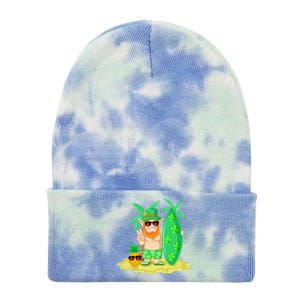 Leprechaun Surfing St Patricks Day Shamrock Leaf Clover Gift Tie Dye 12in Knit Beanie