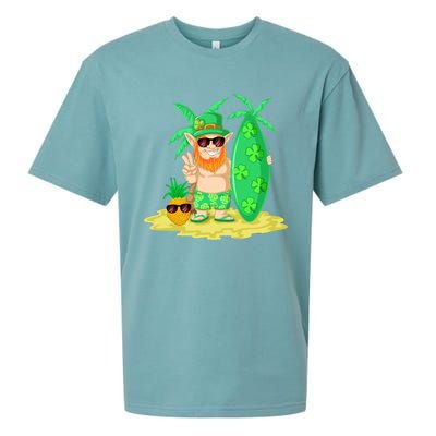 Leprechaun Surfing St Patricks Day Shamrock Leaf Clover Gift Sueded Cloud Jersey T-Shirt