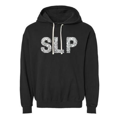 Leopard SLP Speech Language Pathology Therapy Tee Garment-Dyed Fleece Hoodie