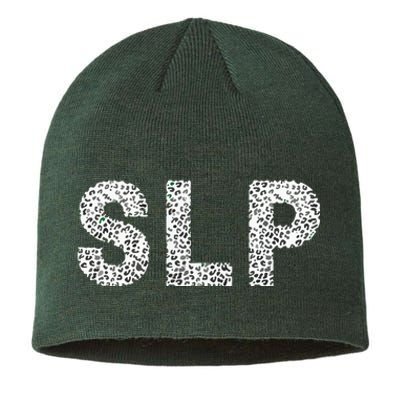 Leopard SLP Speech Language Pathology Therapy Tee Sustainable Beanie