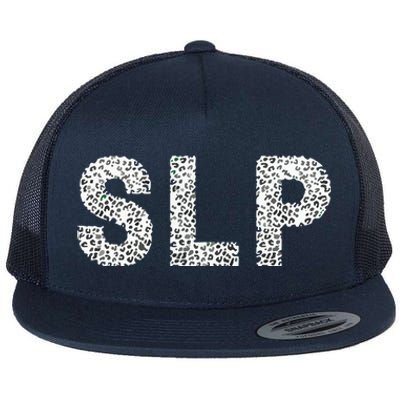 Leopard SLP Speech Language Pathology Therapy Tee Flat Bill Trucker Hat