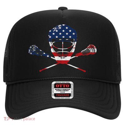 Lacrosse Sport Stick Funny Lax Player Love Perfect Gift Idea High Crown Mesh Back Trucker Hat