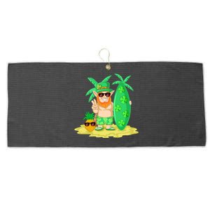 Leprechaun Surfing St Patricks Day Shamrock Leaf Clover Funny Gift Large Microfiber Waffle Golf Towel