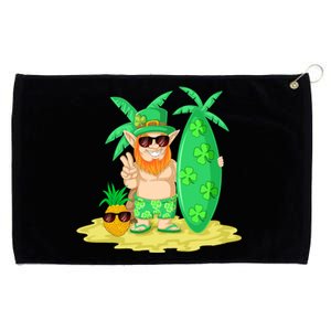 Leprechaun Surfing St Patricks Day Shamrock Leaf Clover Funny Gift Grommeted Golf Towel