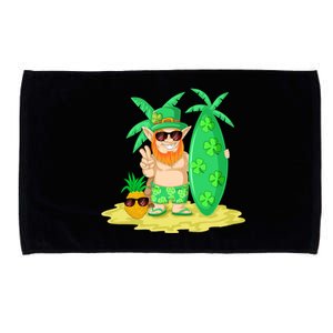 Leprechaun Surfing St Patricks Day Shamrock Leaf Clover Funny Gift Microfiber Hand Towel