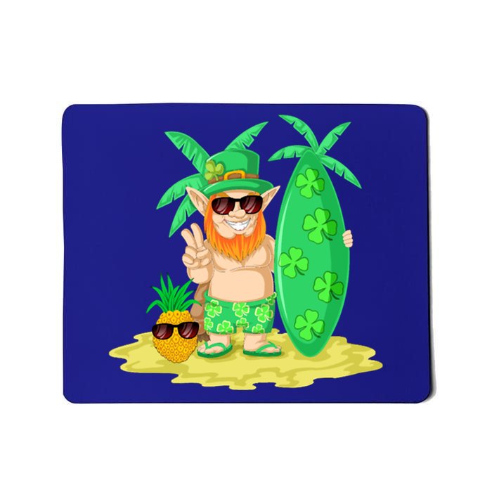 Leprechaun Surfing St Patricks Day Shamrock Leaf Clover Funny Gift Mousepad