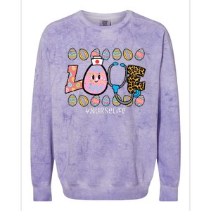 LOVE Stethoscope Scrub Nurse CNA Life Bunny Colorblast Crewneck Sweatshirt