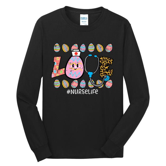 LOVE Stethoscope Scrub Nurse CNA Life Bunny Tall Long Sleeve T-Shirt