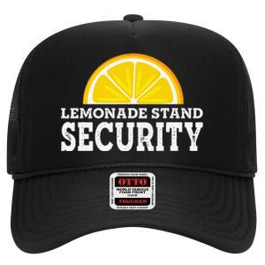 Lemonade Stand Security Lemon Juice Lemonade Summer Drink High Crown Mesh Back Trucker Hat