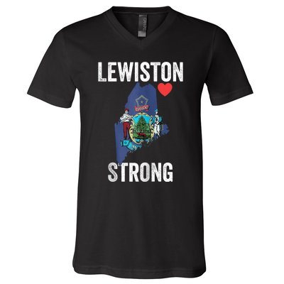 Lewiston Strong Support Victims And Families In Lewiston Maine V-Neck T-Shirt