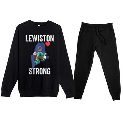 Lewiston Strong Support Victims And Families In Lewiston Maine Premium Crewneck Sweatsuit Set