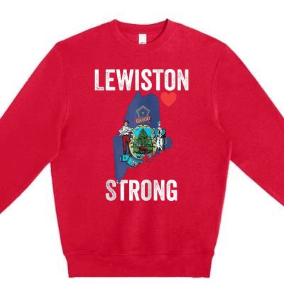 Lewiston Strong Support Victims And Families In Lewiston Maine Premium Crewneck Sweatshirt