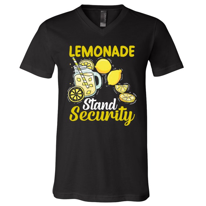 Lemonade Stand Security Fun Lemon Juice And Fruit Business V-Neck T-Shirt