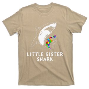 Little Sister Shark Autism Awareness T-Shirt