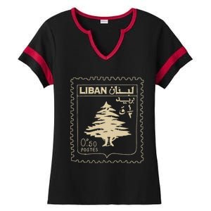 Lebanese Stamp Support Lebanon Beirut Map Palestine Ladies Halftime Notch Neck Tee