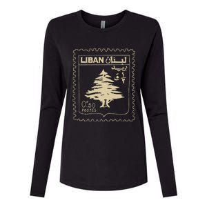 Lebanese Stamp Support Lebanon Beirut Map Palestine Womens Cotton Relaxed Long Sleeve T-Shirt