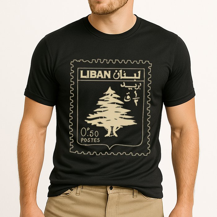 Lebanese Stamp Support Lebanon Beirut Map Palestine Cooling Performance Crew T-Shirt
