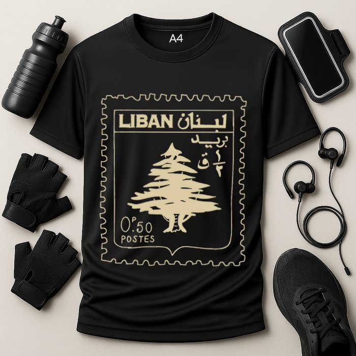 Lebanese Stamp Support Lebanon Beirut Map Palestine Cooling Performance Crew T-Shirt