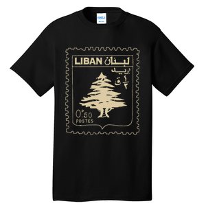 Lebanese Stamp Support Lebanon Beirut Map Palestine Tall T-Shirt